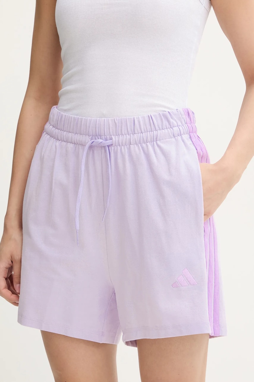pantaloni scurți Essentials culoarea violet, cu imprimeu, high waist, JD0909 pantaloni scurți Essentials culoarea violet, cu imprimeu, high waist, JD0909