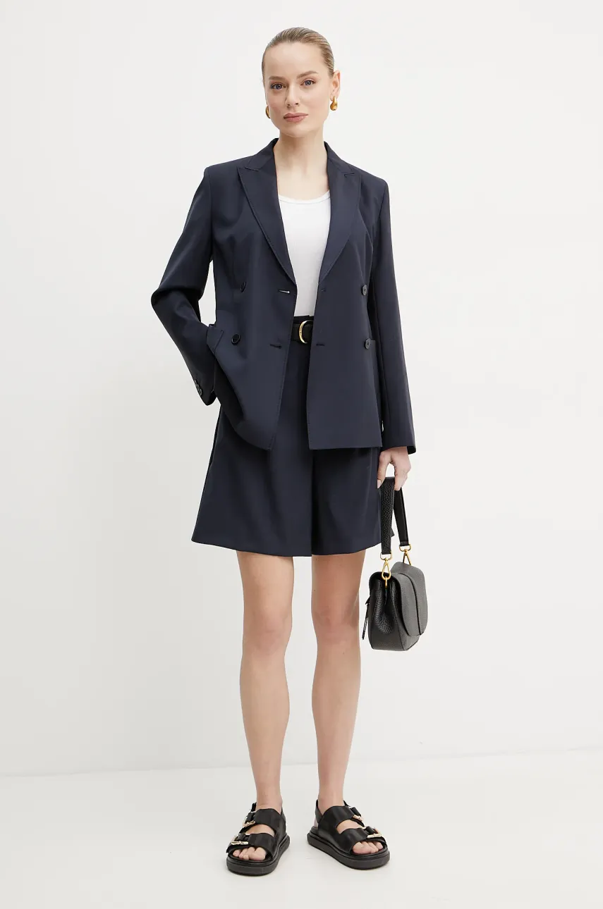 Шерстяные шорты Weekend Max Mara женские цвет синий однотонные высокая посадка 2515141011600 Шерстяные шорты Weekend Max Mara женские цвет синий однотонные высокая посадка 2515141011600
