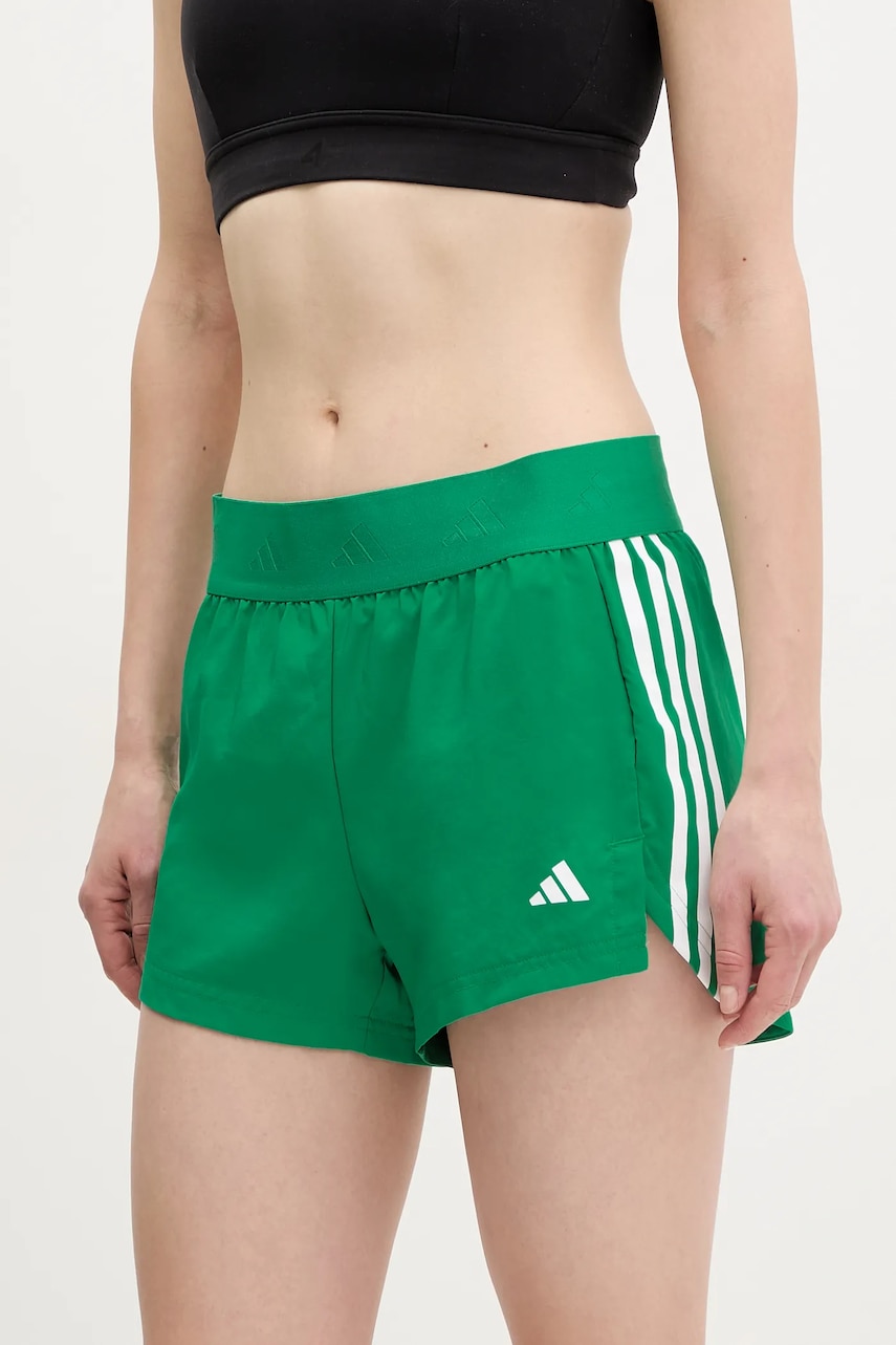 adidas Performance pantaloni scurți de antrenament Hyperglam culoarea verde, cu imprimeu, high waist, JC7393