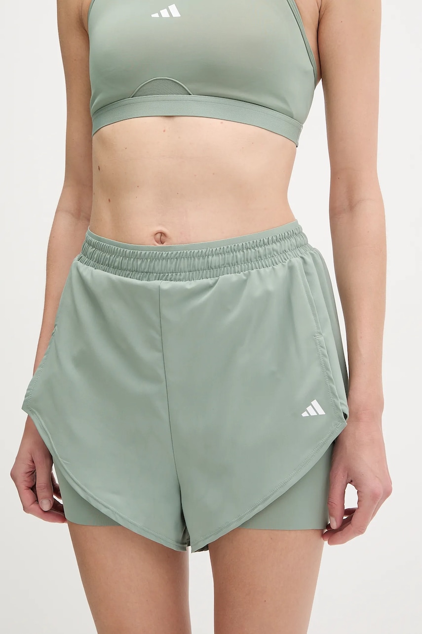 adidas Performance pantaloni scurți de antrenament Designed for Training culoarea verde, uni, high waist, JC9803 adidas Performance pantaloni scurți de antrenament Designed for Training culoarea verde, uni, high waist, JC9803