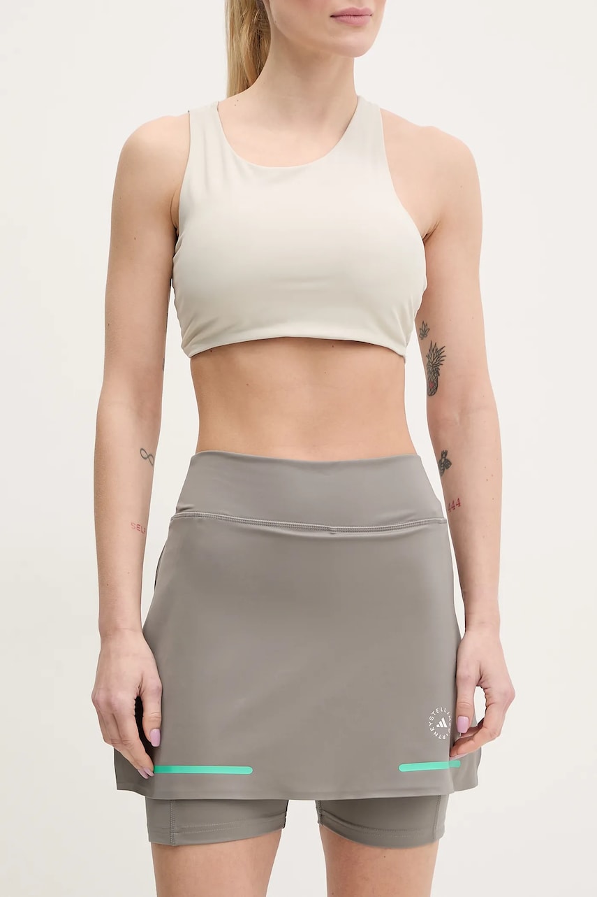 adidas by Stella McCartney fustă sport culoarea gri, mini, drept, JG1005