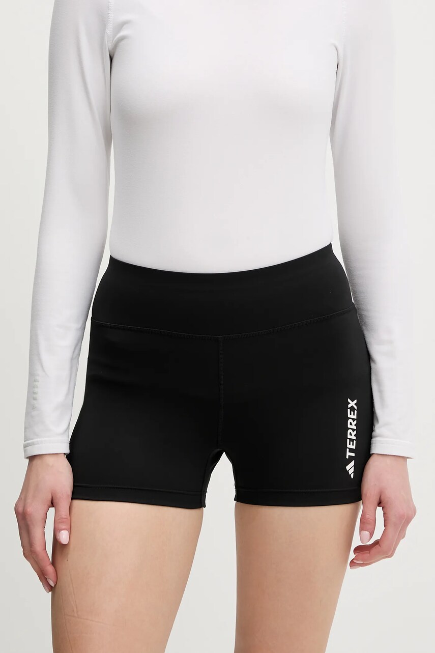 adidas TERREX pantaloni scurți culoarea negru, cu imprimeu, high waist, JF1261