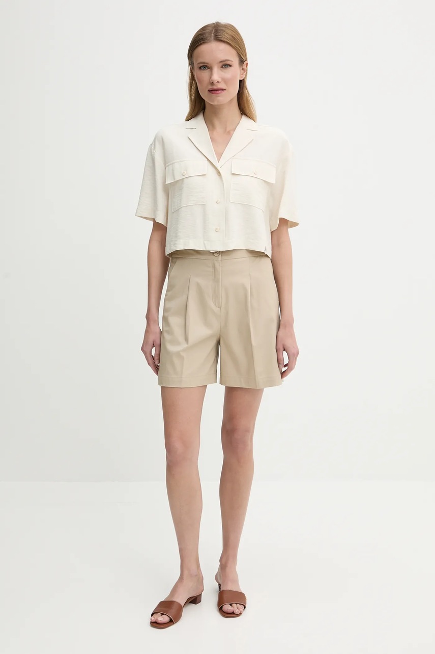 Шорты United Colors of Benetton цвет бежевый однотонная высокая посадка 40FAD901U