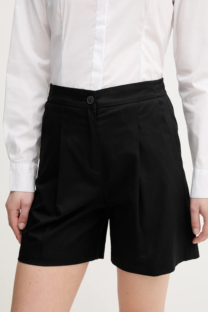 United Colors of Benetton pantaloni scurți culoarea negru, uni, high waist, 40FAD901U