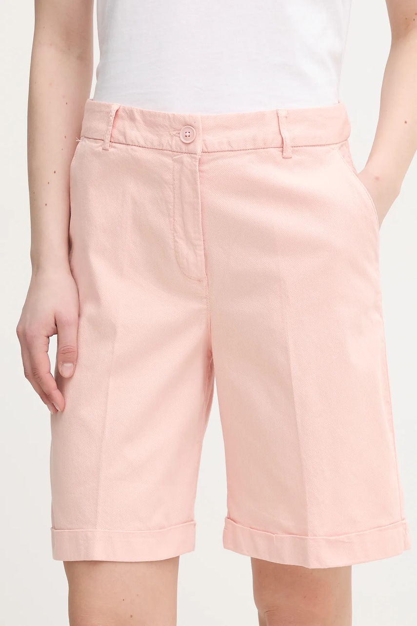 United Colors of Benetton pantaloni scurti femei, culoarea roz, uni, high waist, 4CDRD901W