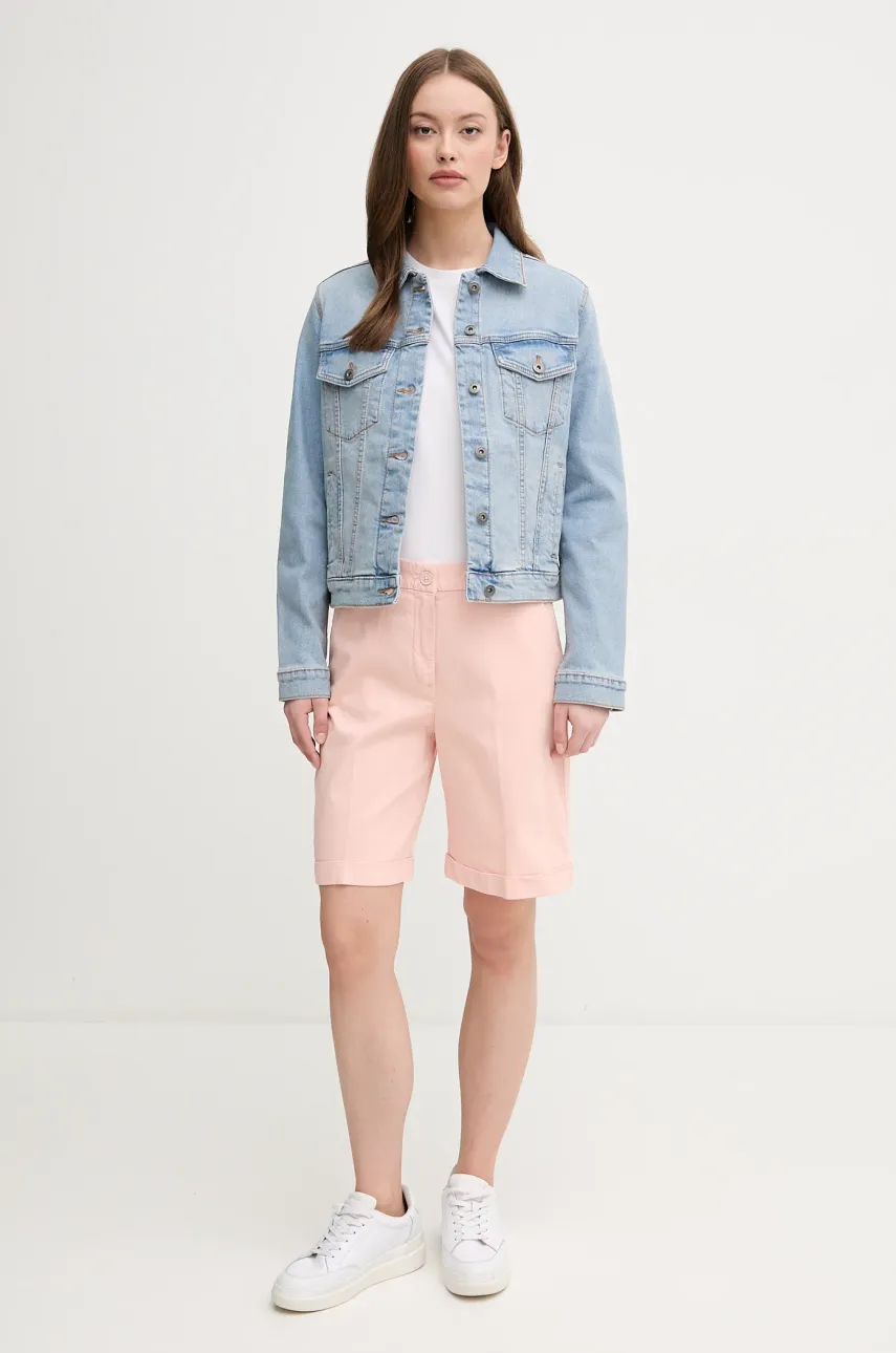 Шорты United Colors of Benetton женские цвет розовый однотонные высокая посадка 4CDRD901W Шорты United Colors of Benetton женские цвет розовый однотонные высокая посадка 4CDRD901W