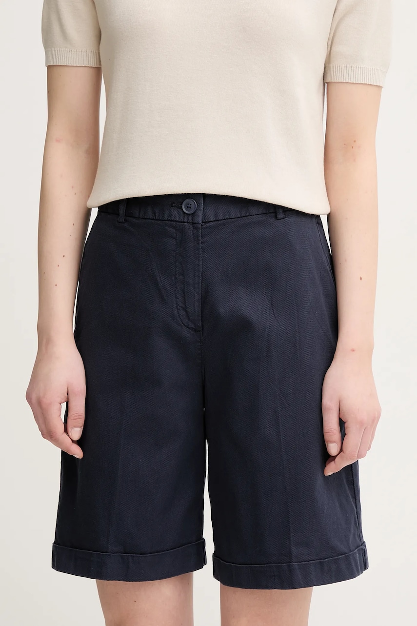 United Colors of Benetton pantaloni scurti femei, culoarea bleumarin, uni, high waist, 4CDRD901W United Colors of Benetton pantaloni scurti femei, culoarea bleumarin, uni, high waist, 4CDRD901W
