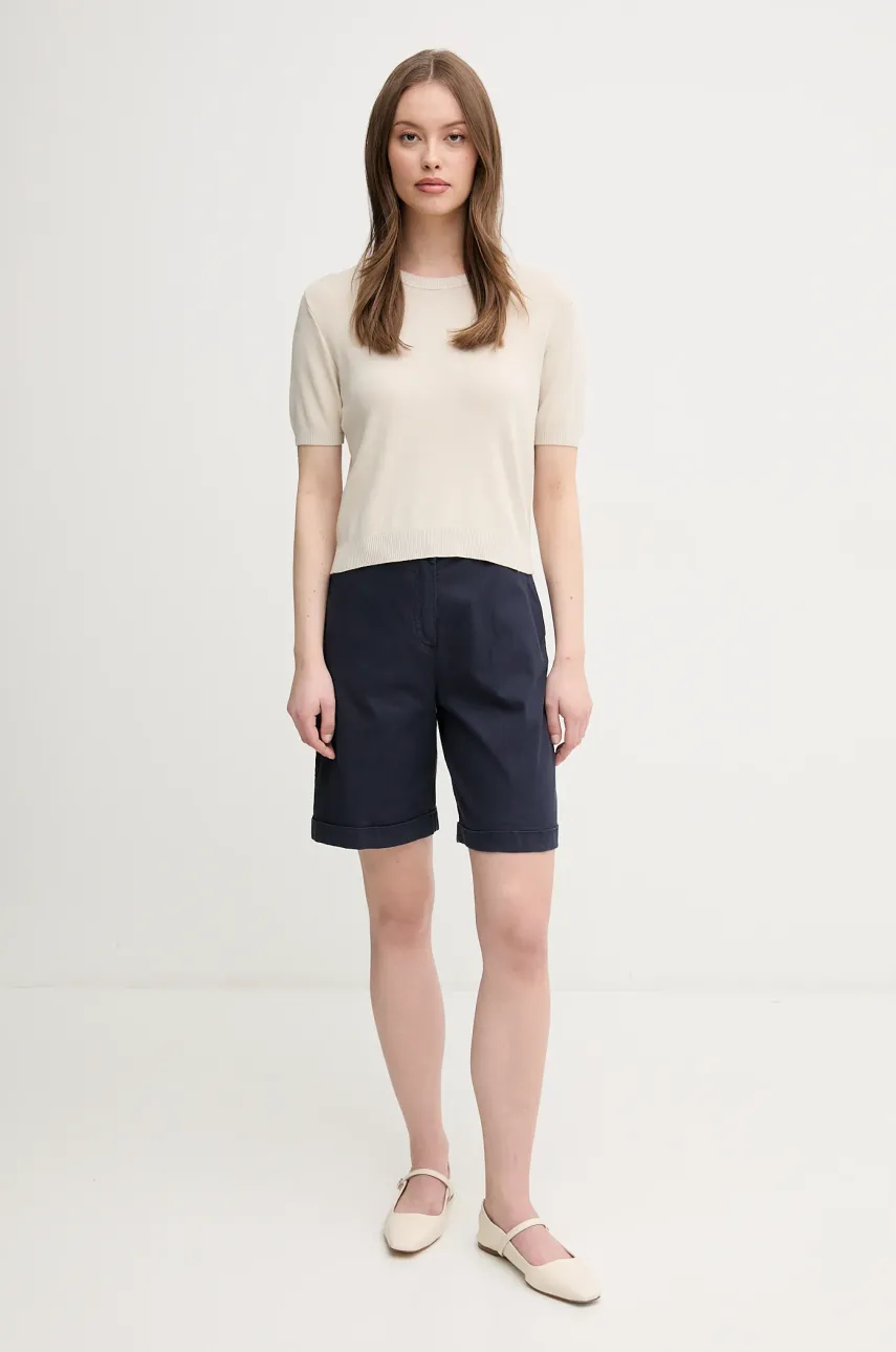 Шорты United Colors of Benetton женские цвет синий однотонные высокая посадка 4CDRD901W Шорты United Colors of Benetton женские цвет синий однотонные высокая посадка 4CDRD901W