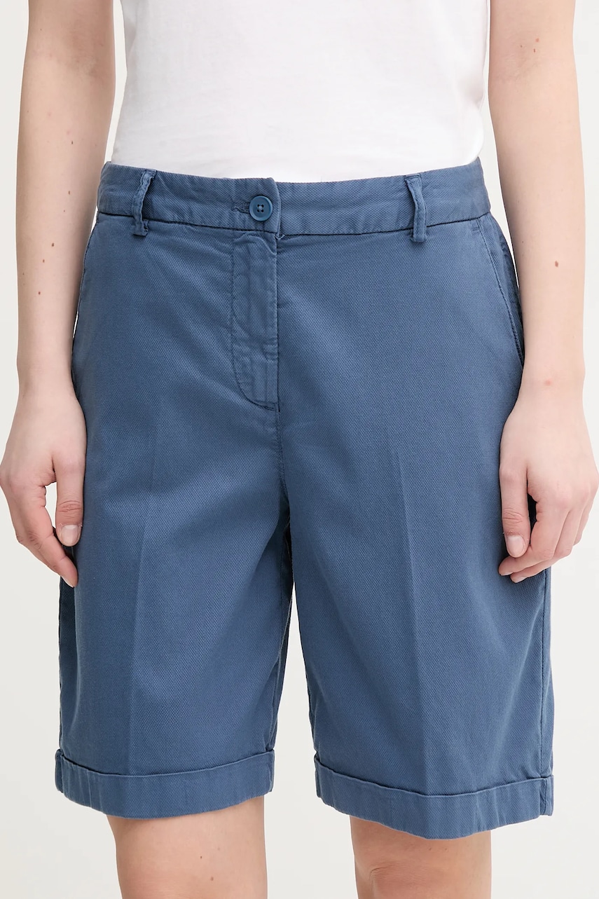 United Colors of Benetton pantaloni scurti femei, culoarea bleumarin, uni, high waist, 4CDRD901W