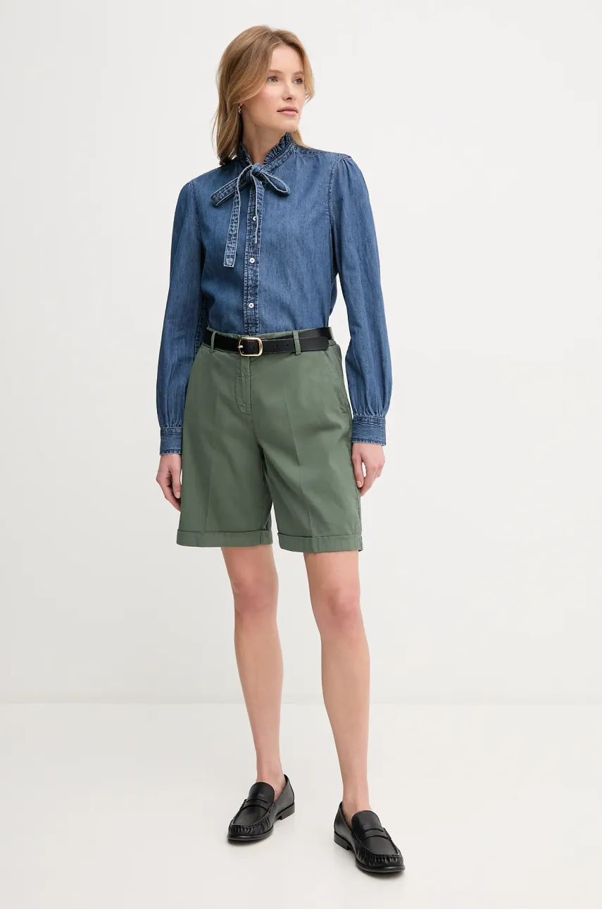 Шорты United Colors of Benetton женские цвет зелёный однотонные высокая посадка 4CDRD901W Шорты United Colors of Benetton женские цвет зелёный однотонные высокая посадка 4CDRD901W
