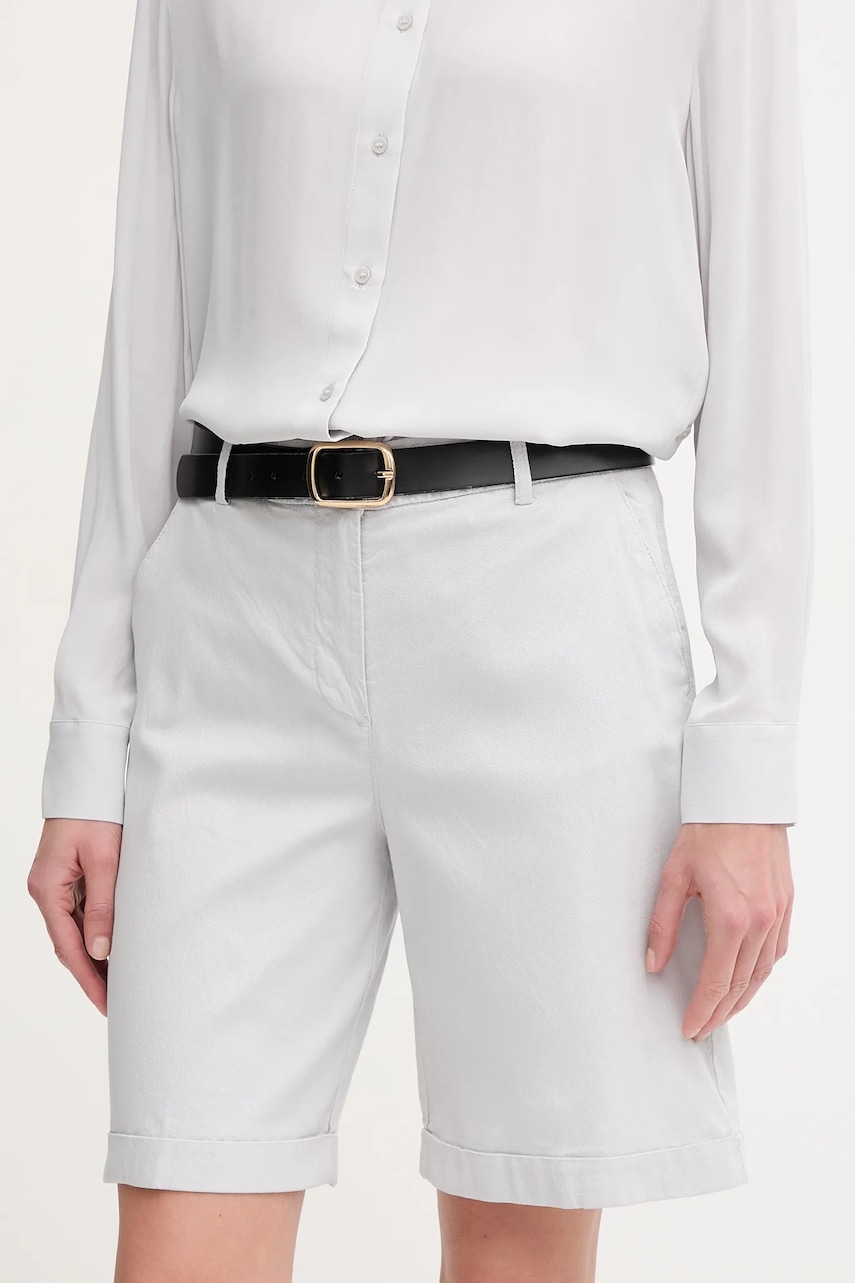 United Colors of Benetton pantaloni scurti femei, culoarea gri, uni, high waist, 4CDRD901W