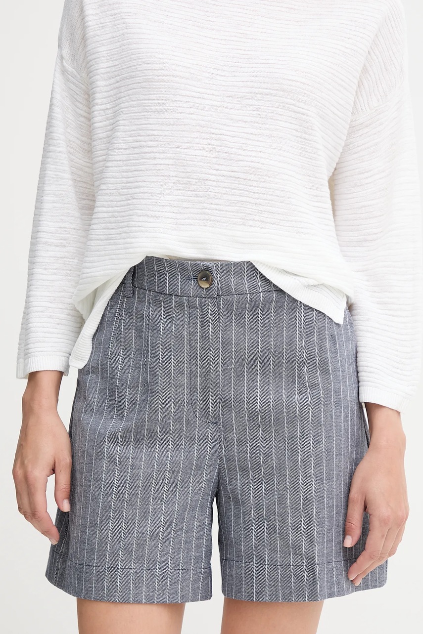 United Colors of Benetton pantaloni scurți din amestec de in cu imprimeu, high waist, 49KBD901X