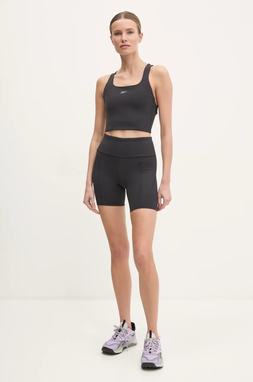 Тренировочные шорты Reebok LUX Collection цвет чёрный однотонные высокая посадка 100214845 Тренировочные шорты Reebok LUX Collection цвет чёрный однотонные высокая посадка 100214845
