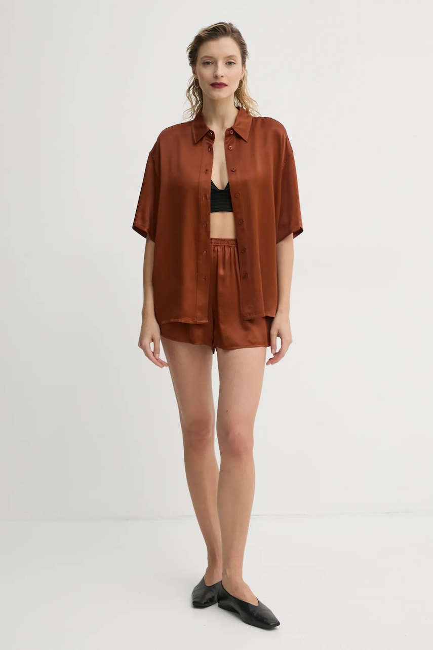Шорты American Vintage женские цвет коричневый однотонные высокая посадка UNY09AE25 Шорты American Vintage женские цвет коричневый однотонные высокая посадка UNY09AE25
