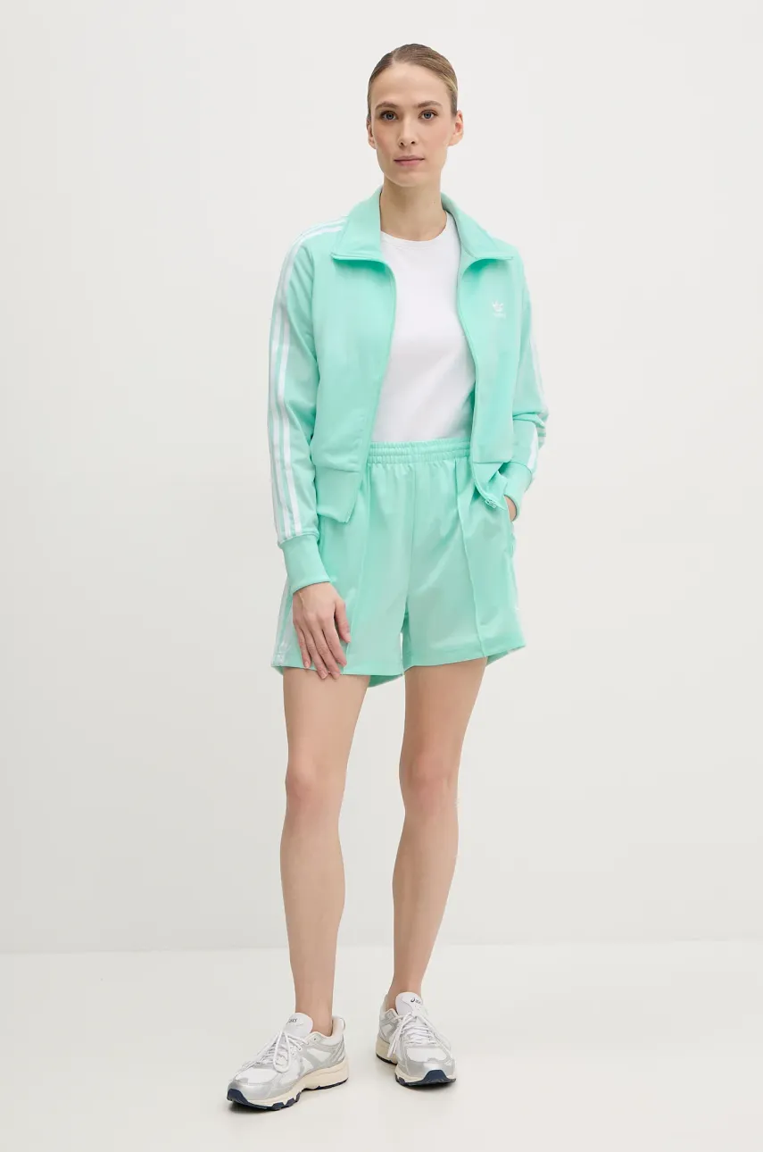 Шорты adidas Originals Firebird женские цвет бирюзовый с аппликацией высокая посадка JD0819 Шорты adidas Originals Firebird женские цвет бирюзовый с аппликацией высокая посадка JD0819