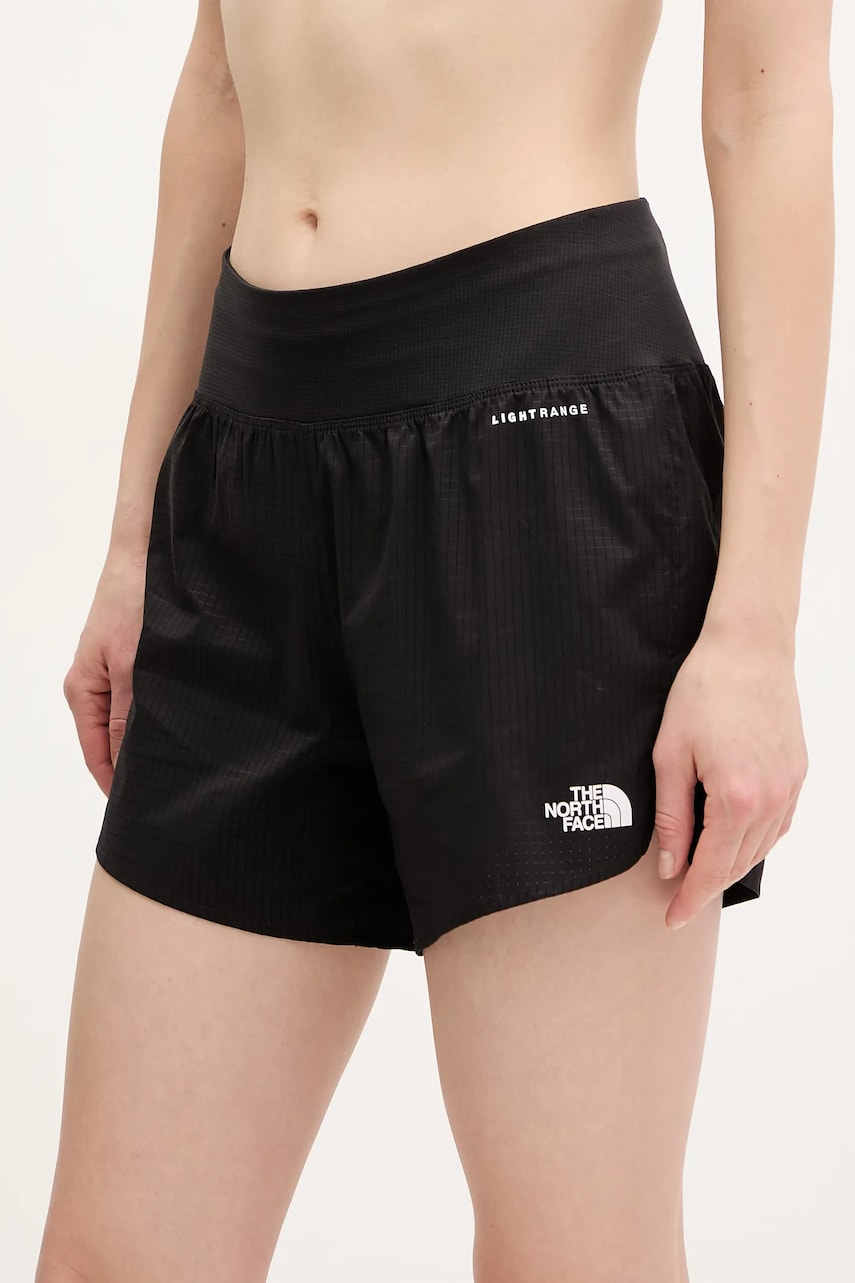 The North Face pantaloni scurti sport Sunriser femei, culoarea negru, neted, high waist, NF0A8BC1JK31 The North Face pantaloni scurti sport Sunriser femei, culoarea negru, neted, high waist, NF0A8BC1JK31
