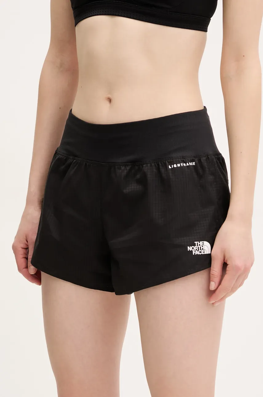 The North Face pantaloni scurti sport Sunriser femei, culoarea negru, neted, medium waist, NF0A8BC0JK31
