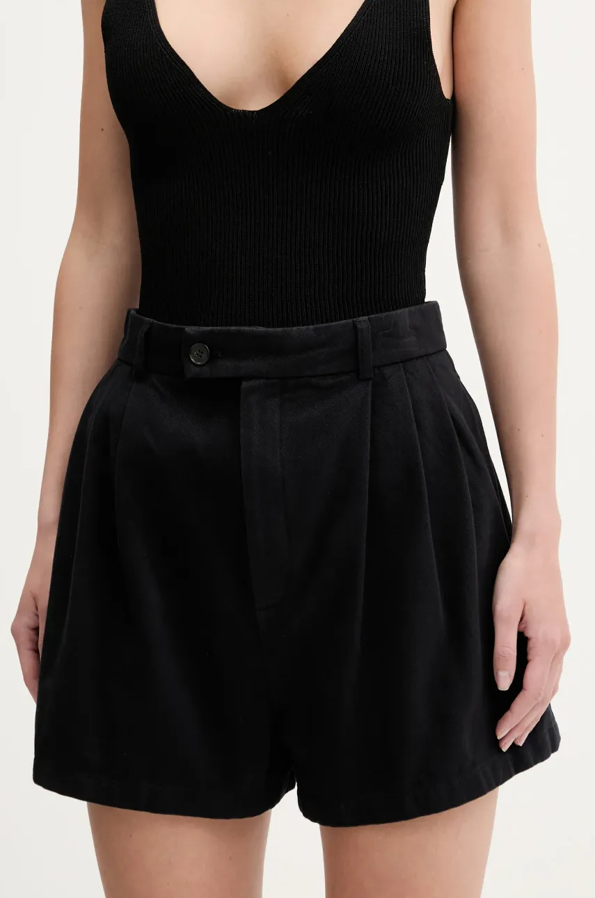 Levně Bavlněné šortky Filippa K dámské, černá barva, high waist, 31368