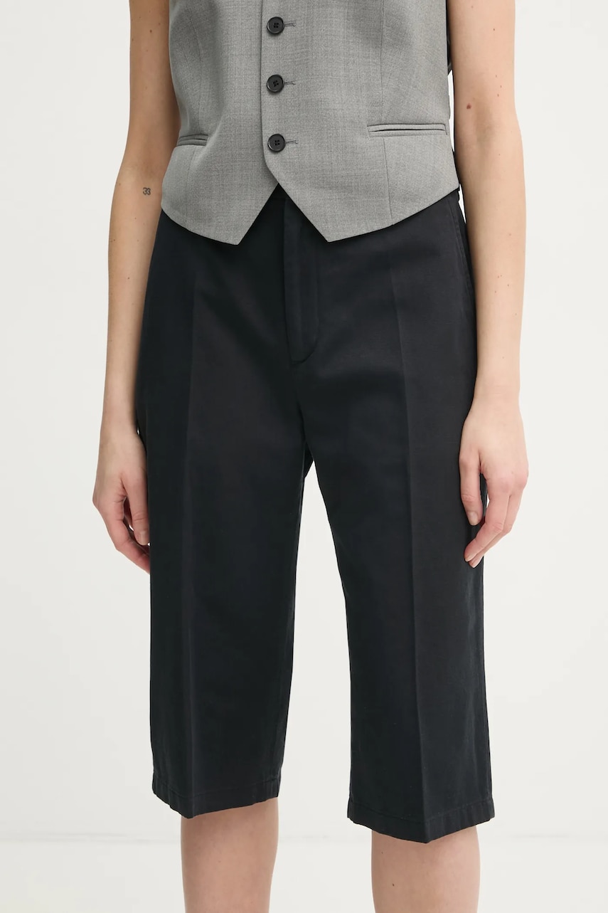Filippa K pantaloni scurți din amestec de in culoarea negru, modelator, high waist, 31428 Filippa K pantaloni scurți din amestec de in culoarea negru, modelator, high waist, 31428