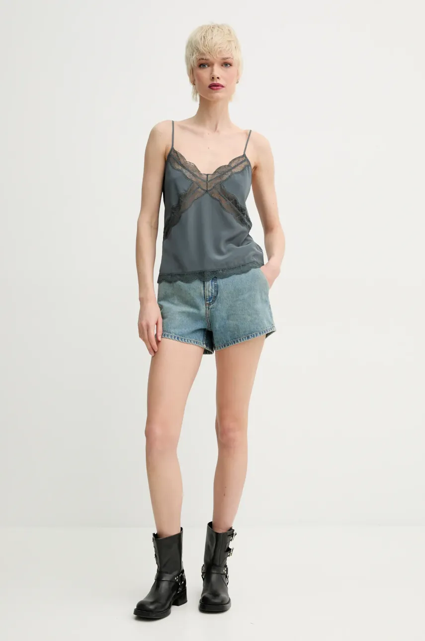 Джинсовые шорты ZADIG&VOLTAIRE женские однотонные средняя посадка WWBS01157 Джинсовые шорты ZADIG&VOLTAIRE женские однотонные средняя посадка WWBS01157