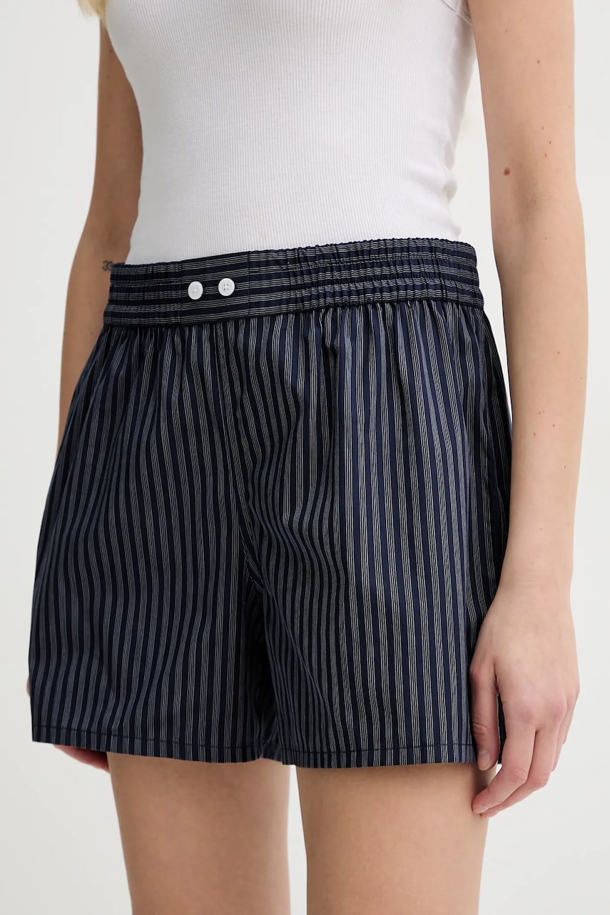 ZADIG&VOLTAIRE pantaloni scurți din bumbac femei, culoarea albastru marin, cu imprimeu, high waist, WWBS01160 ZADIG&VOLTAIRE pantaloni scurți din bumbac femei, culoarea albastru marin, cu imprimeu, high waist, WWBS01160