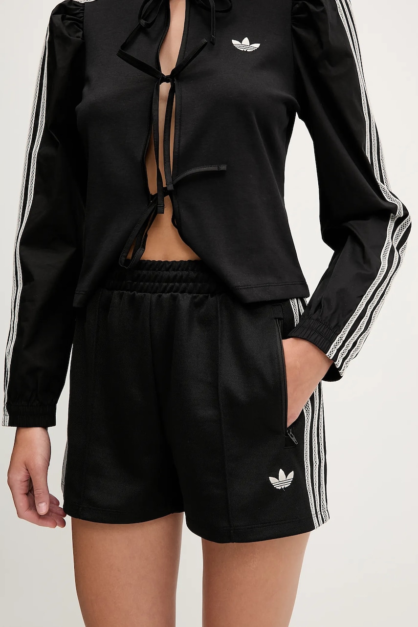Levně Kraťasy adidas Originals Shorts dámské, černá barva, s aplikací, high waist, KC0680