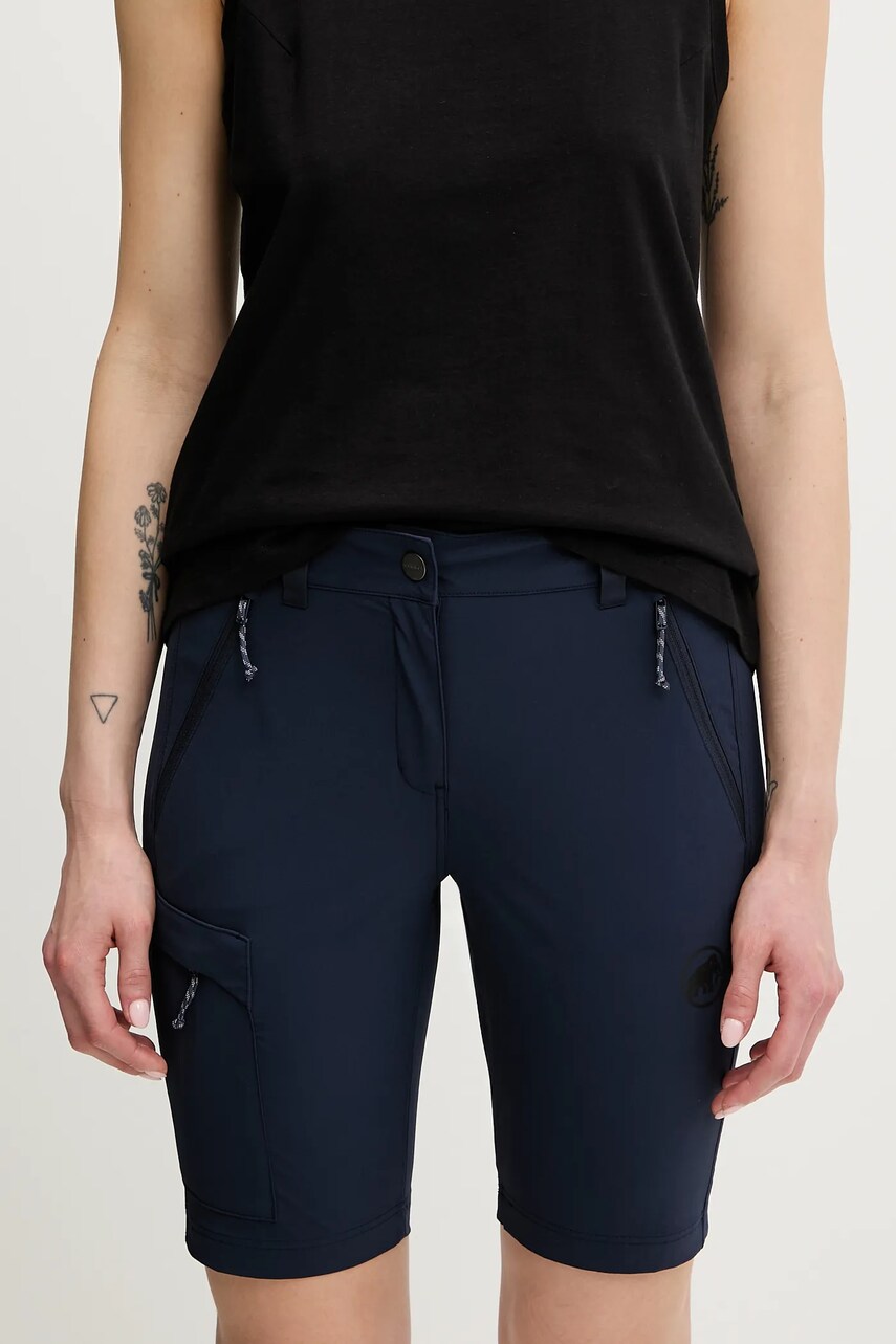 Mammut pantaloni scurți outdoor Runbold IV culoarea bleumarin, uni, high waist, 1023-01200