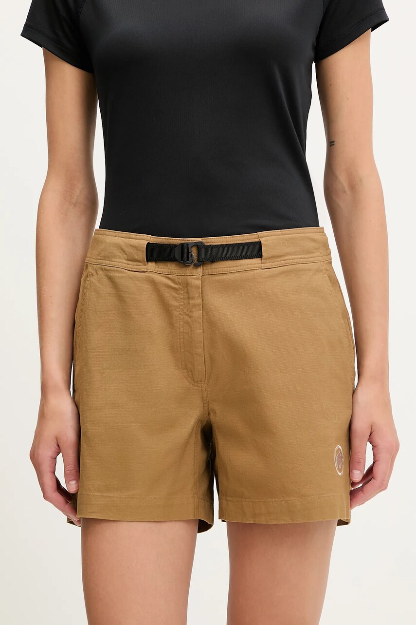 Mammut pantaloni scurți outdoor Tamaro culoarea verde, uni, high waist, 1023-01180