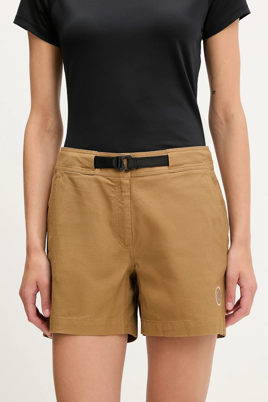 Mammut pantaloni scurți outdoor Tamaro culoarea verde, uni, high waist, 1023-01180