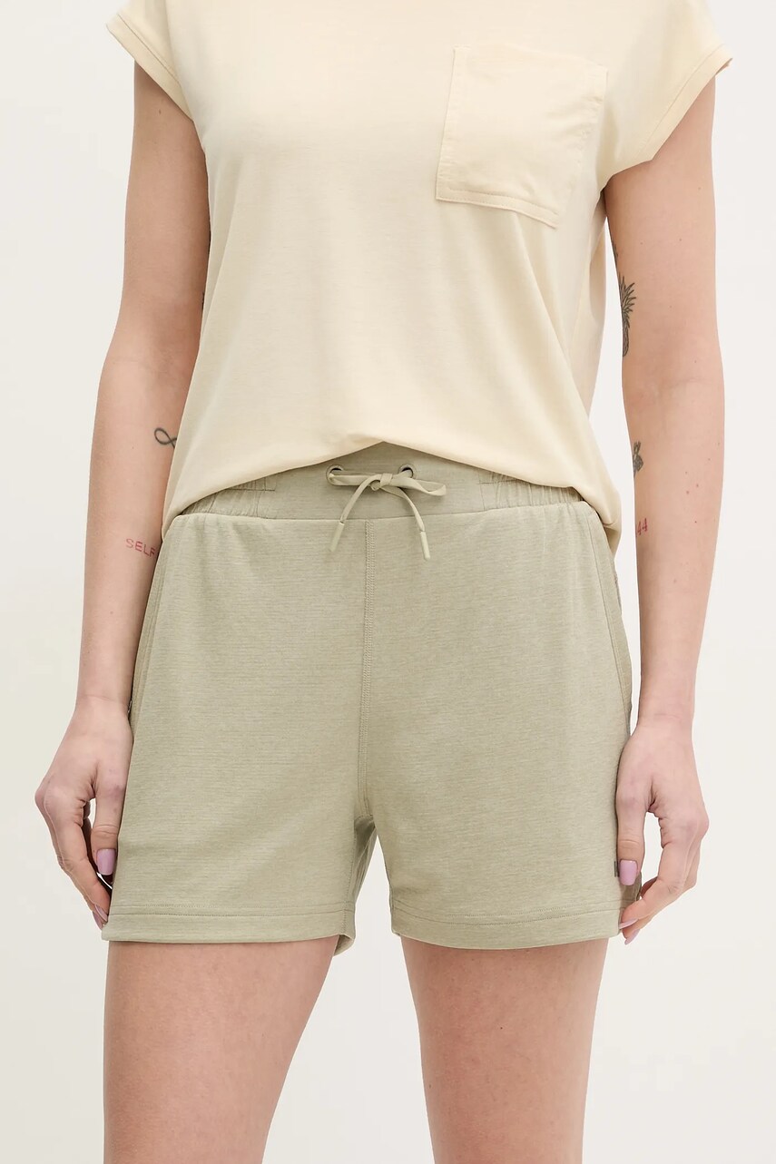 Helly Hansen pantaloni scurți outdoor LIFA TECH culoarea bej, uni, high waist, 63419