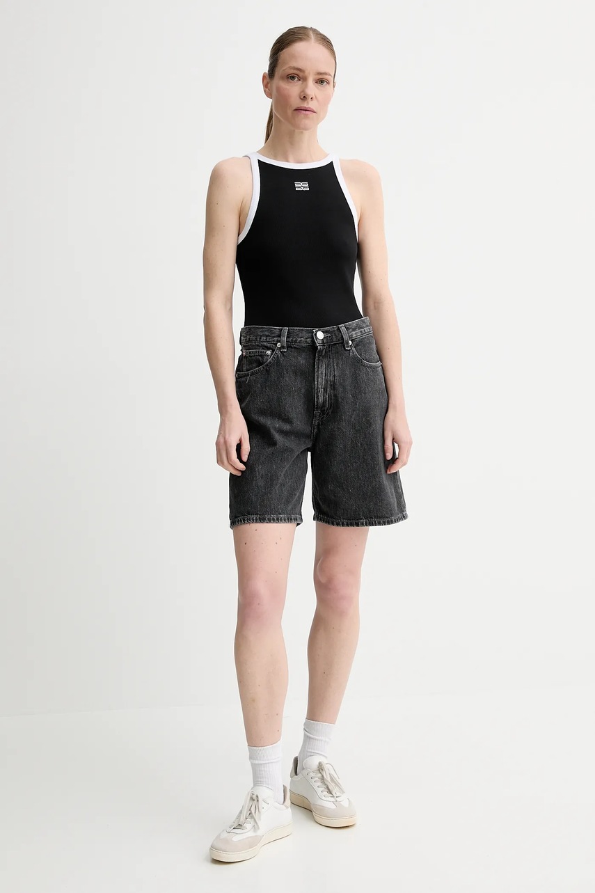 Джинсовые шорты Samsoe Samsoe SASHELLY цвет серый однотонная высокая посадка F25100167