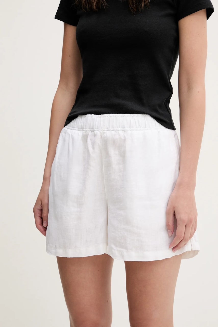 Levně Lněné kraťasy Superdry dámské, béžová barva, high waist, W7110450A-04C