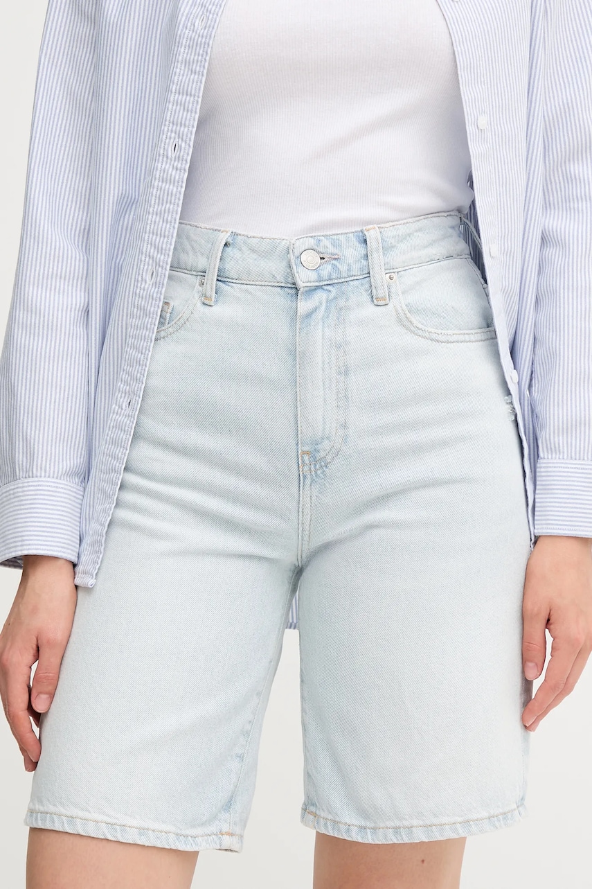 Levně Džínové šortky Tommy Hilfiger dámské, modrá barva, high waist, WW0WW44388