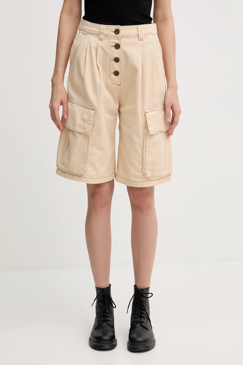 Alpha Industries pantaloni scurti din bumbac Sailor Cargo Shorts Wmn culoarea bej, uni, high waist, 156024