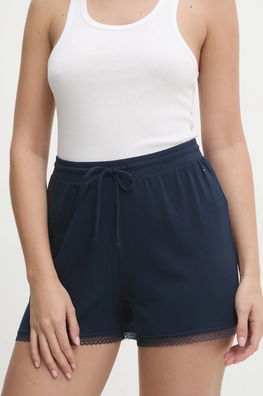 Levně Kraťasy Tommy Hilfiger dámské, tmavomodrá barva, hladké, medium waist, UW0UW05798