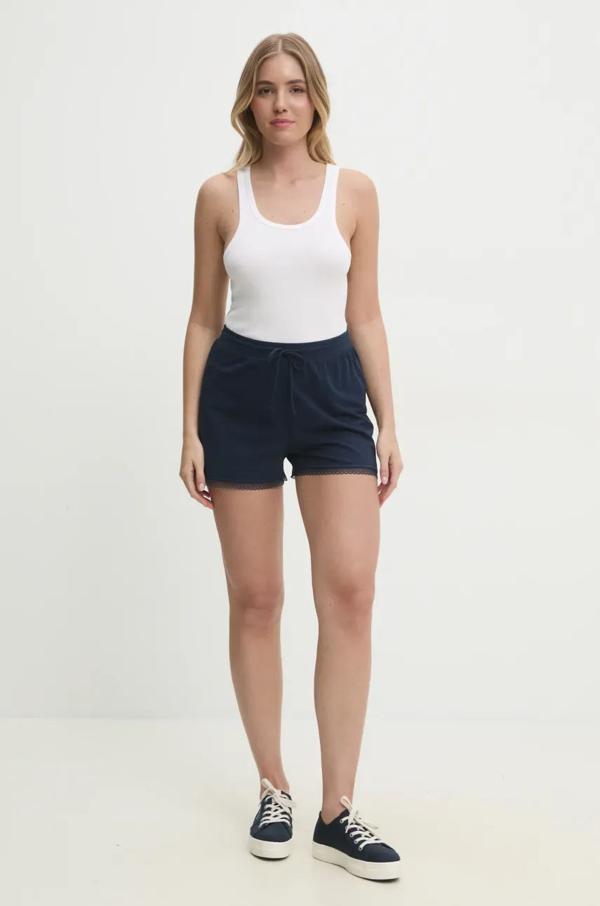 Шорты Tommy Hilfiger женские цвет синий однотонные средняя посадка UW0UW05798 Шорты Tommy Hilfiger женские цвет синий однотонные средняя посадка UW0UW05798