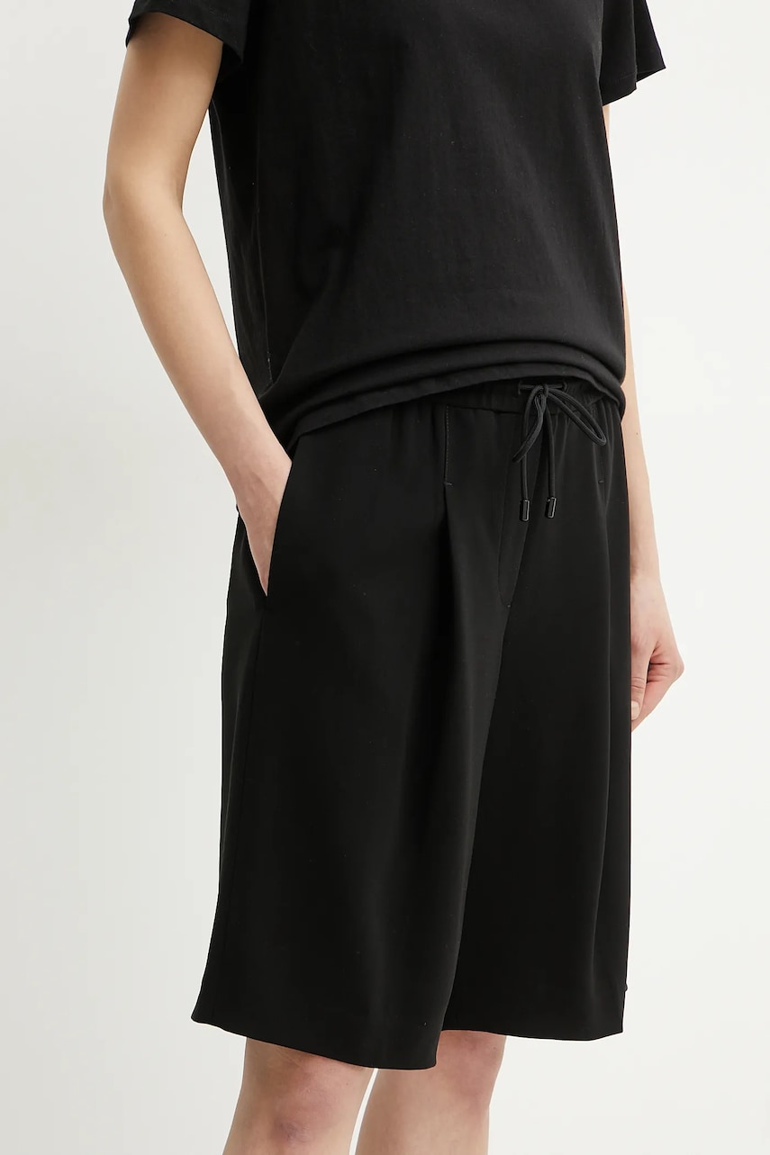 MICHAEL Michael Kors pantaloni scurti femei, culoarea negru, neted, high waist, MS530TDENX MICHAEL Michael Kors pantaloni scurti femei, culoarea negru, neted, high waist, MS530TDENX