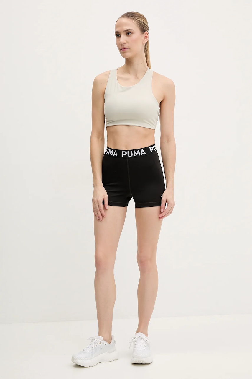 Тренировочные шорты Puma Strong цвет чёрный с принтом высокая посадка 526002 Тренировочные шорты Puma Strong цвет чёрный с принтом высокая посадка 526002