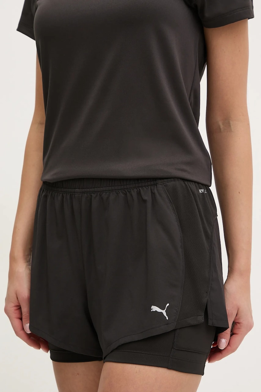 Puma pantaloni scurți de alergare Velocity culoarea negru, modelator, medium waist, 526588 Puma pantaloni scurți de alergare Velocity culoarea negru, modelator, medium waist, 526588