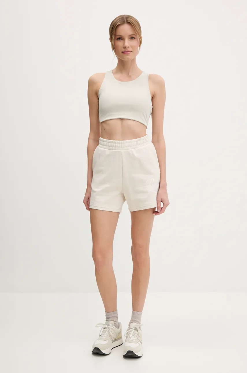 Шорты Puma женские цвет бежевый с аппликацией высокая посадка 684984 Шорты Puma женские цвет бежевый с аппликацией высокая посадка 684984