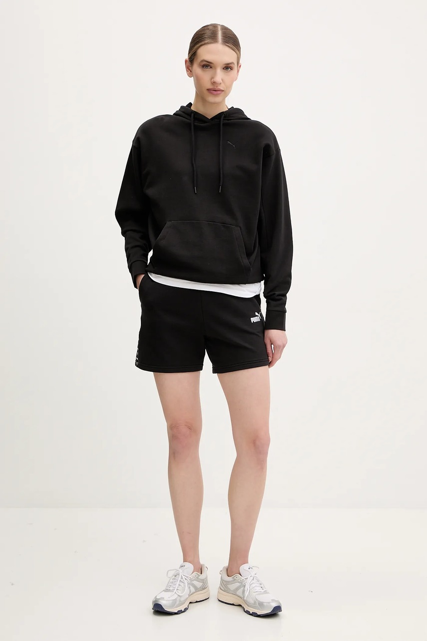 Шорты Puma женские цвет чёрный с принтом высокая посадка 685012 Шорты Puma женские цвет чёрный с принтом высокая посадка 685012