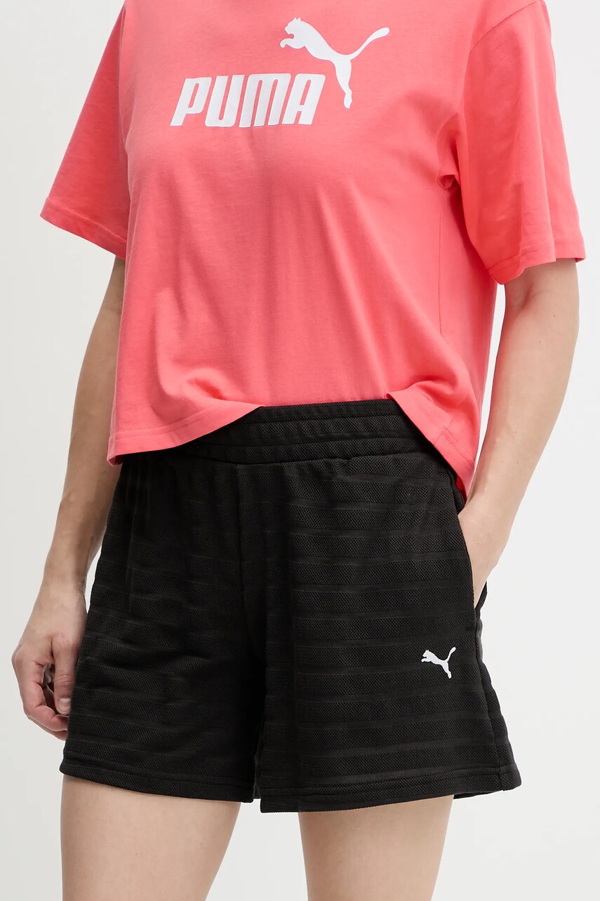 Levně Kraťasy Puma dámské, černá barva, high waist, 685028