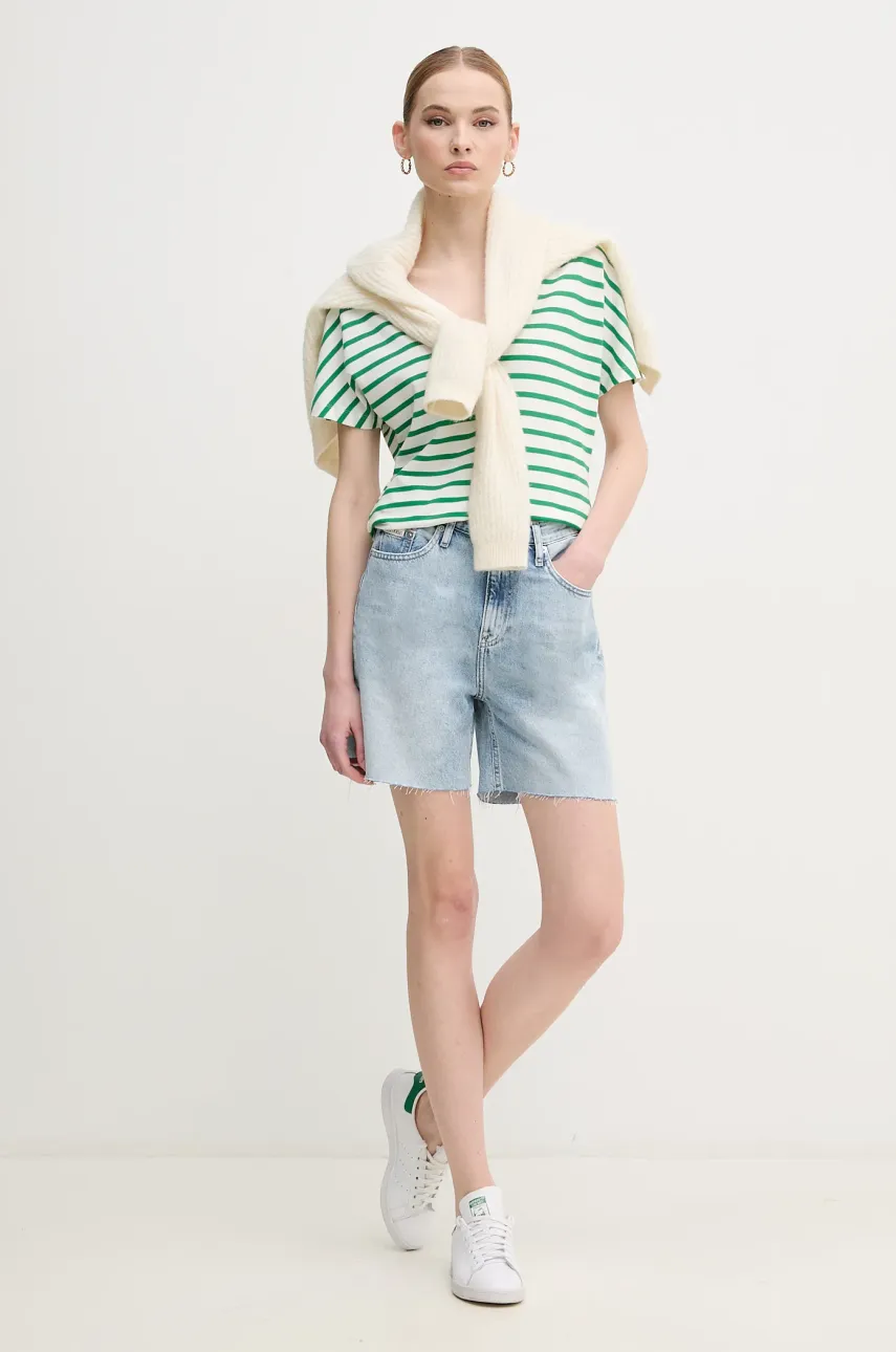 Джинсовые шорты Calvin Klein Jeans женские однотонные высокая посадка J20J225155 Джинсовые шорты Calvin Klein Jeans женские однотонные высокая посадка J20J225155