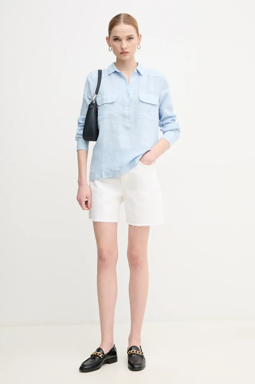 Джинсовые шорты Calvin Klein Jeans женские цвет белый однотонные высокая посадка J20J225201 Джинсовые шорты Calvin Klein Jeans женские цвет белый однотонные высокая посадка J20J225201