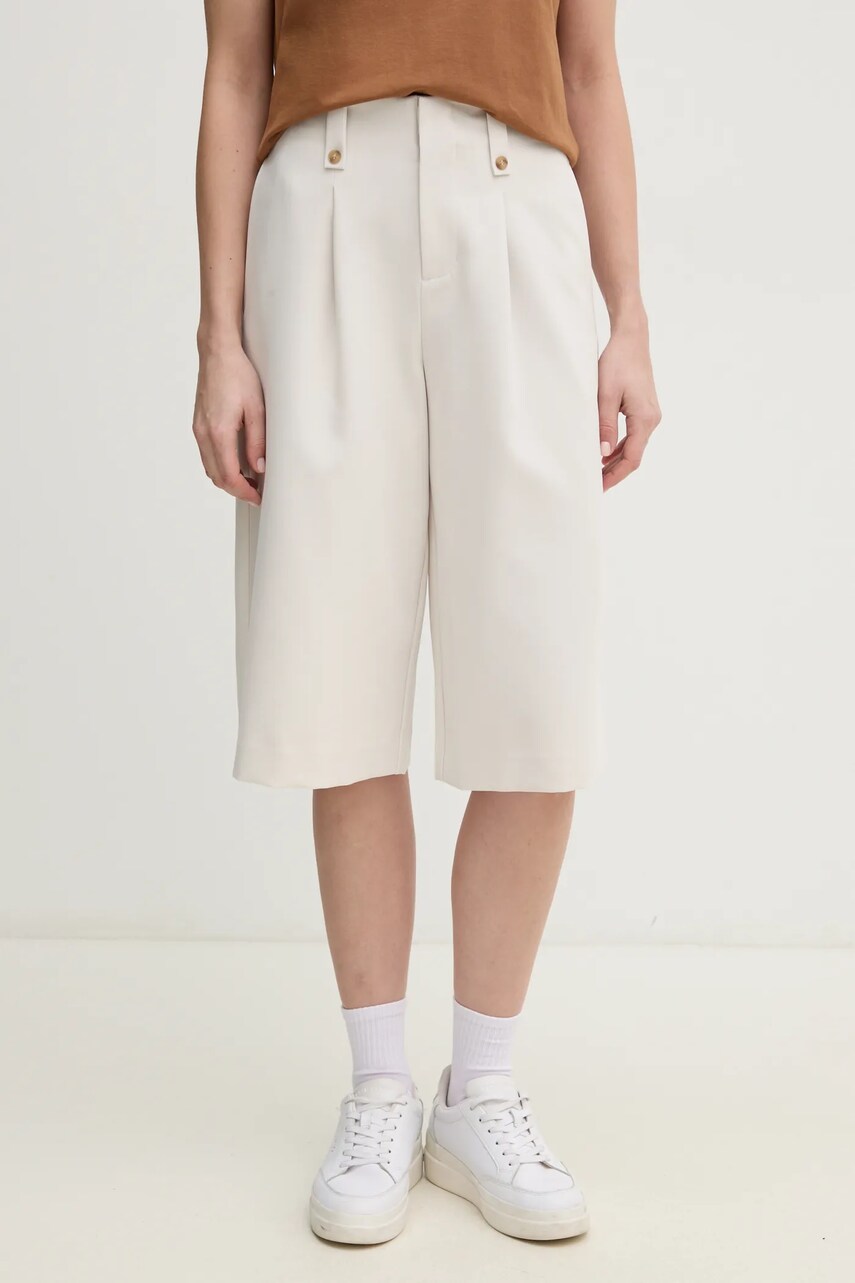 Levně Kraťasy Calvin Klein Jeans dámské, béžová barva, hladké, high waist, J20J225412