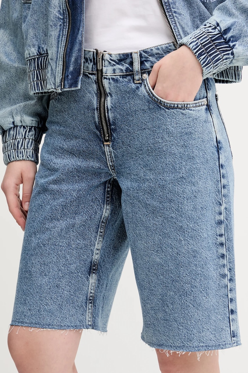 Karl Lagerfeld Jeans pantaloni scurți jeans femei, uni, high waist, A2W10042