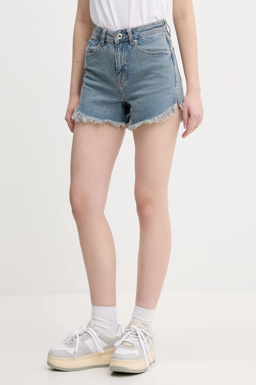 Karl Lagerfeld Jeans pantaloni scurți jeans femei, uni, high waist, A2W10088