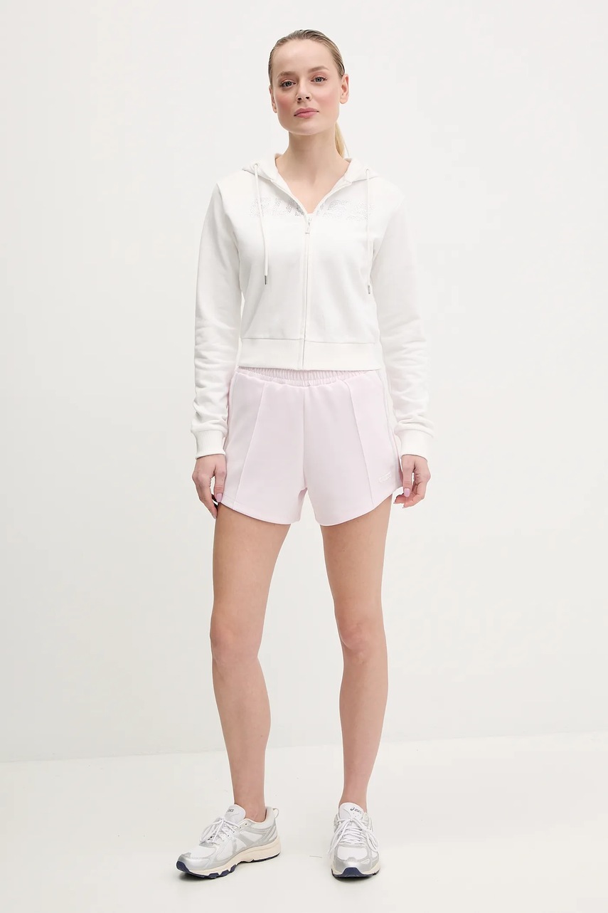 Шорты Guess YARROW женские цвет розовый с аппликацией высокая посадка V5GD14 KCRU2 Шорты Guess YARROW женские цвет розовый с аппликацией высокая посадка V5GD14 KCRU2