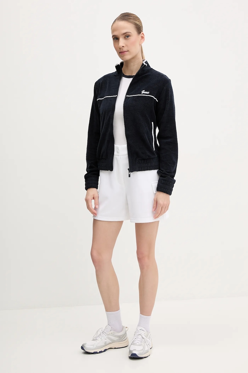 Шорты Guess AMARYLLIS женские цвет белый однотонные высокая посадка V5GD17 KCYF2