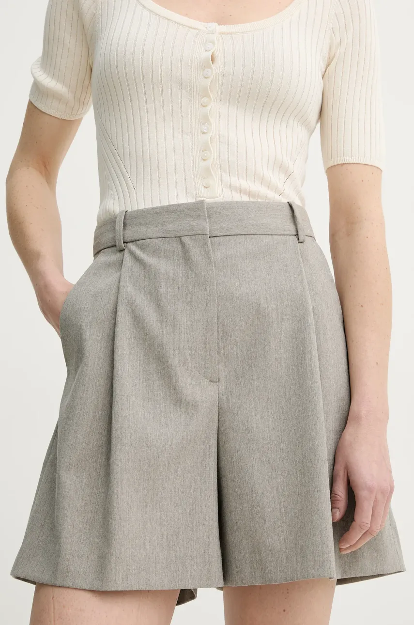 By Malene Birger pantaloni scurti POVILLE femei, culoarea bej, neted, high waist, 103011